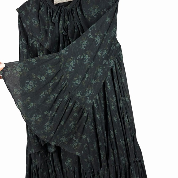 Zara Disco Forest Floral Ruffle Knee Length Dress Sz M - Picture 4 of 9